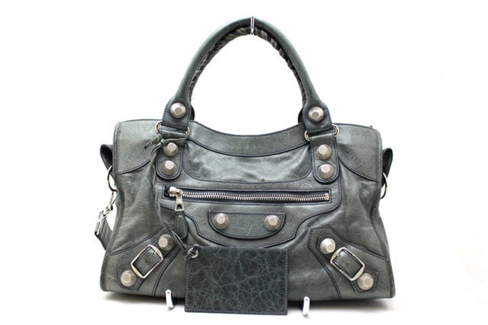 Balenciaga Calfskin The City Handbag Green